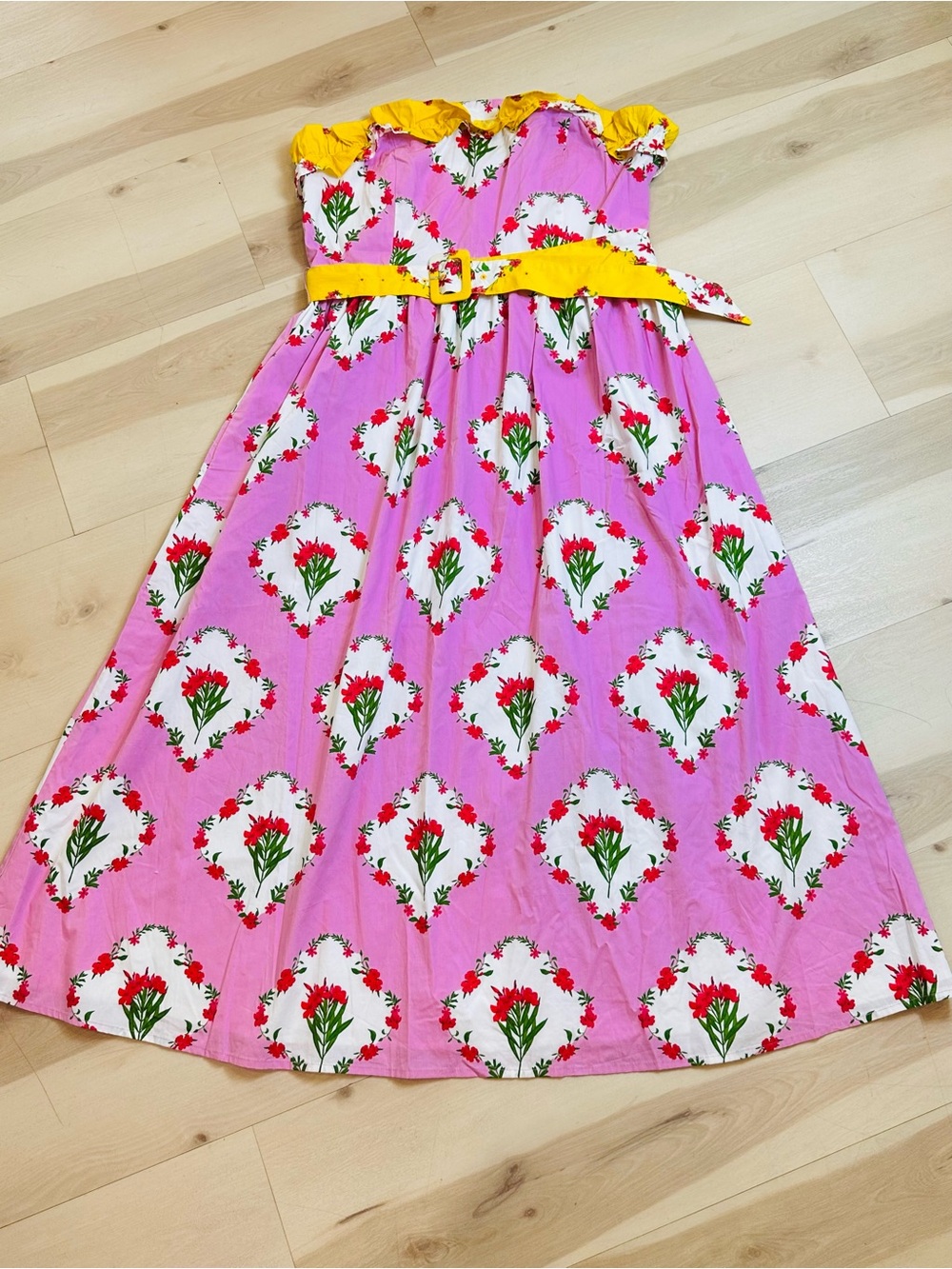 SugarLips Maia Floral Strapless Ruffle Midi Dress Sz XL Square neck Ruffles - Picture 6 of 15